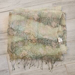 Roost scarf women's mint green pastel linen silk sheer floral stripes wrap shawl